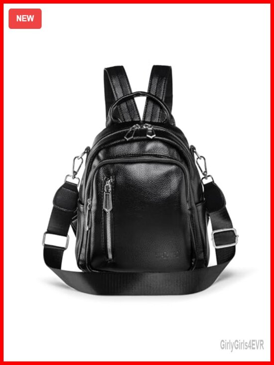 PU Leather Small Backpack Purse for Women Mini Backpack 3 in 1